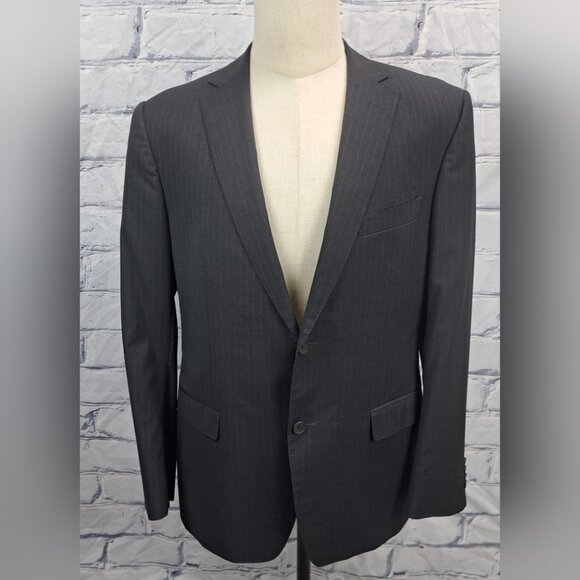 Z Zegna Men's Blazer Sport Coat Jacket City Gray Striped 100% Wool 40R - Picture 1 of 16